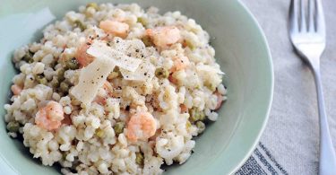 Barley with Shrimp Peas