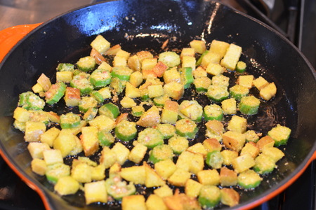 Corn Meal Dusted Okra