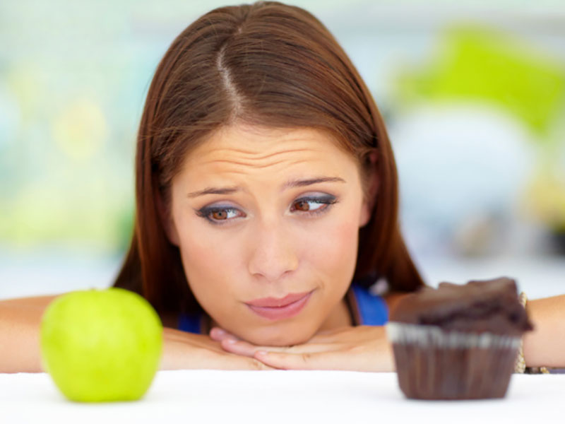 Woman looking at foods