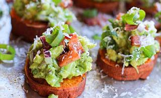 Roasted Sweet Potato Rounds with Guacamole