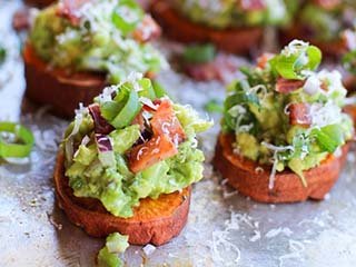 Roasted Sweet Potato Rounds with Guacamole