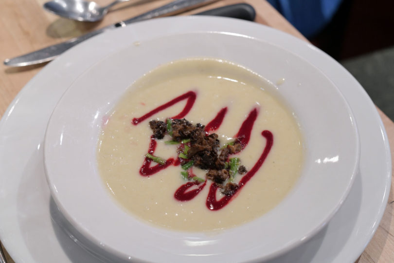 Spring Leeks and Celery Soup with Asparagus and Morels